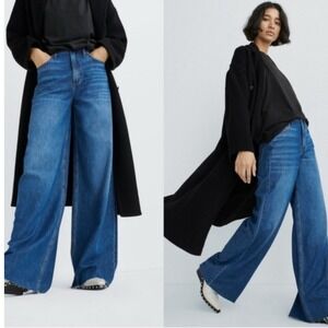 Rag & Bone Sofie High-Rise Full Length Ultra Wide Leg Jeans Beverly Blue 27